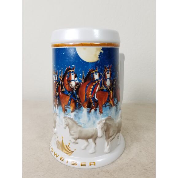 Budweiser Beer Stein Mug Holiday 2005 Handcrafted Brazil 7" Ceramarte Vintage - Picture 5 of 12